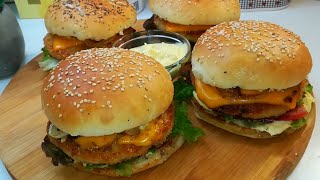 انجح همبرغر منزلي بالدجاج chicken burger بعجين هش قطني وصلصة بطعم خرافي من اليوم قولي وداعا للمطاعم