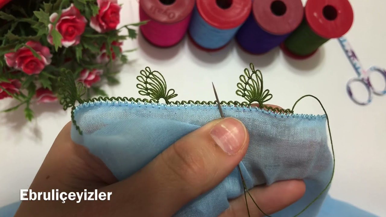 Mavi yazmaya en güzel iğne oyası modelleri