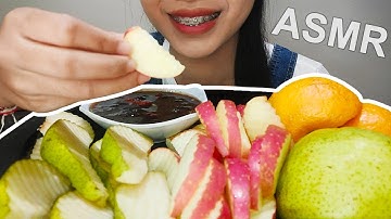 ASMR APPLE, PEAR, AND ORANGE SALAD (Rujak Apel, Pir, dan Jeruk) | EATING SOUNDS | NO TALKING