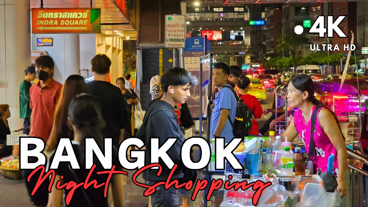 Bangkok, Thailand | Marknaden Palladium | Nattpromenad i Staden 4K