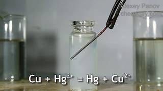 Reaction of substitution of mercury salts with copper