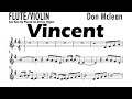 Vincent flute violin  sheet music backing track play along partitura