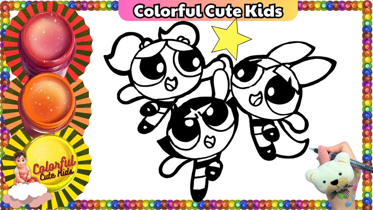 How to Draw and Color Powerpuff Girls ⭐️ Buttercup, Bubbles, Blossom ...