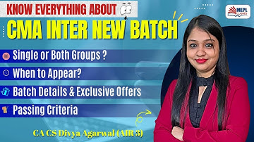 Know All About CMA Inter 📚 NEW BATCH For Dec