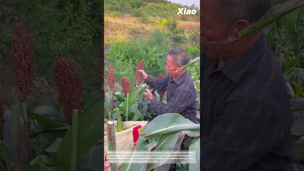 Harvesting Sorghum: Traditional Farming Method using Simple Tools