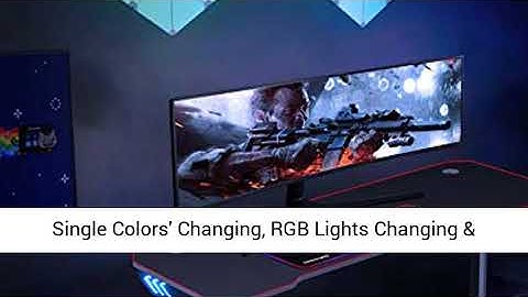 ESGAMING Gaming Desk with LED RGB Lights, 44.5 Inch Large Home Computer Desk, T Shaped