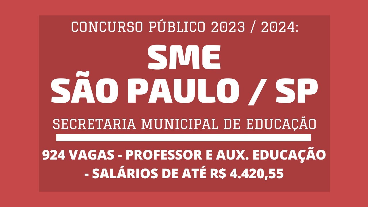 SME - SP abre inscrições para 3.000 vagas de estágio na Educação