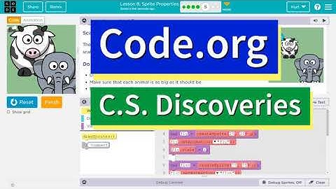 Code.org Lesson 9.4 A Sprite Properties | Tutorial with Answers | Practice A Scale Property