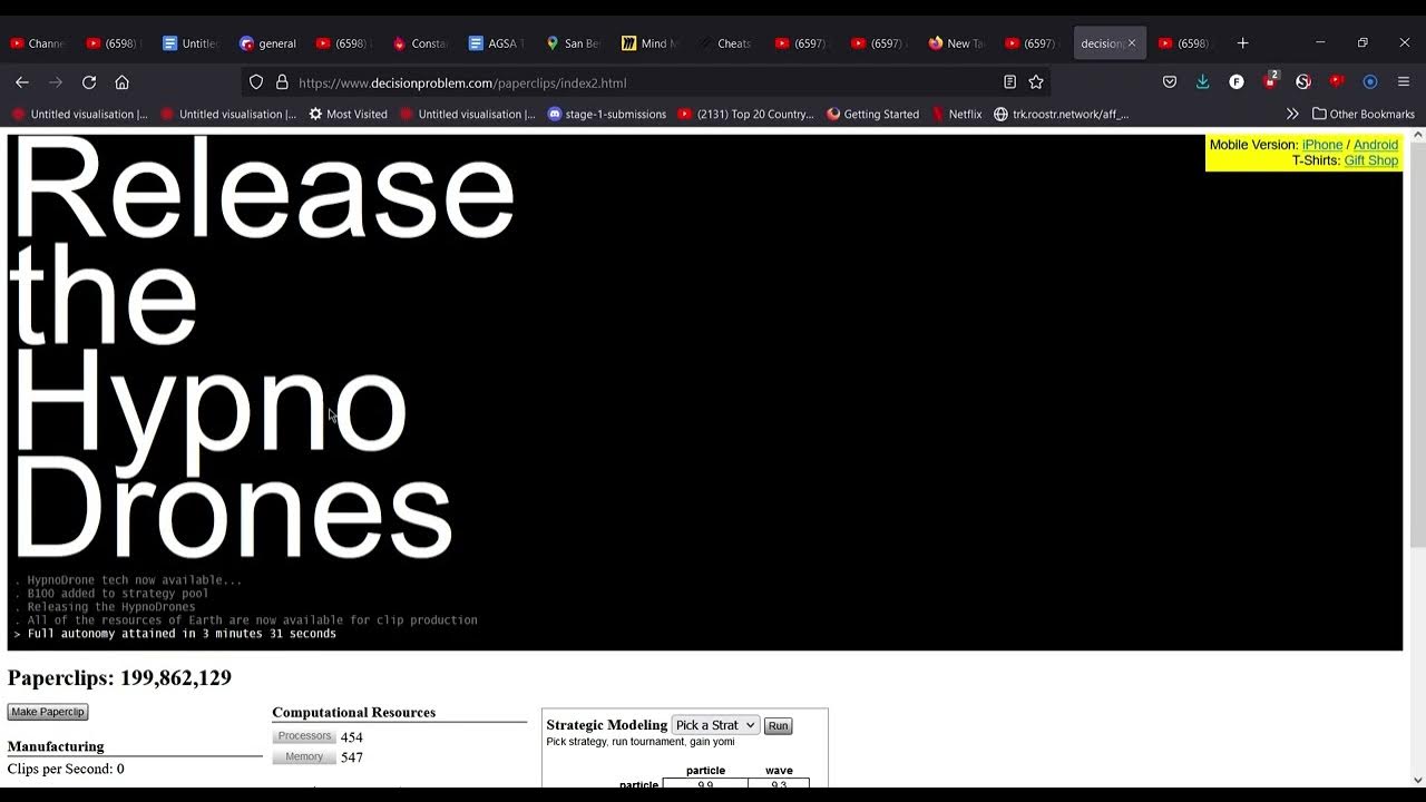 beating universal paperclips with cheats 1 YouTube