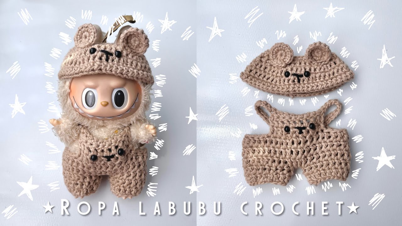 Vestido y gorro oso labubu crochet / Labubu crochet hat