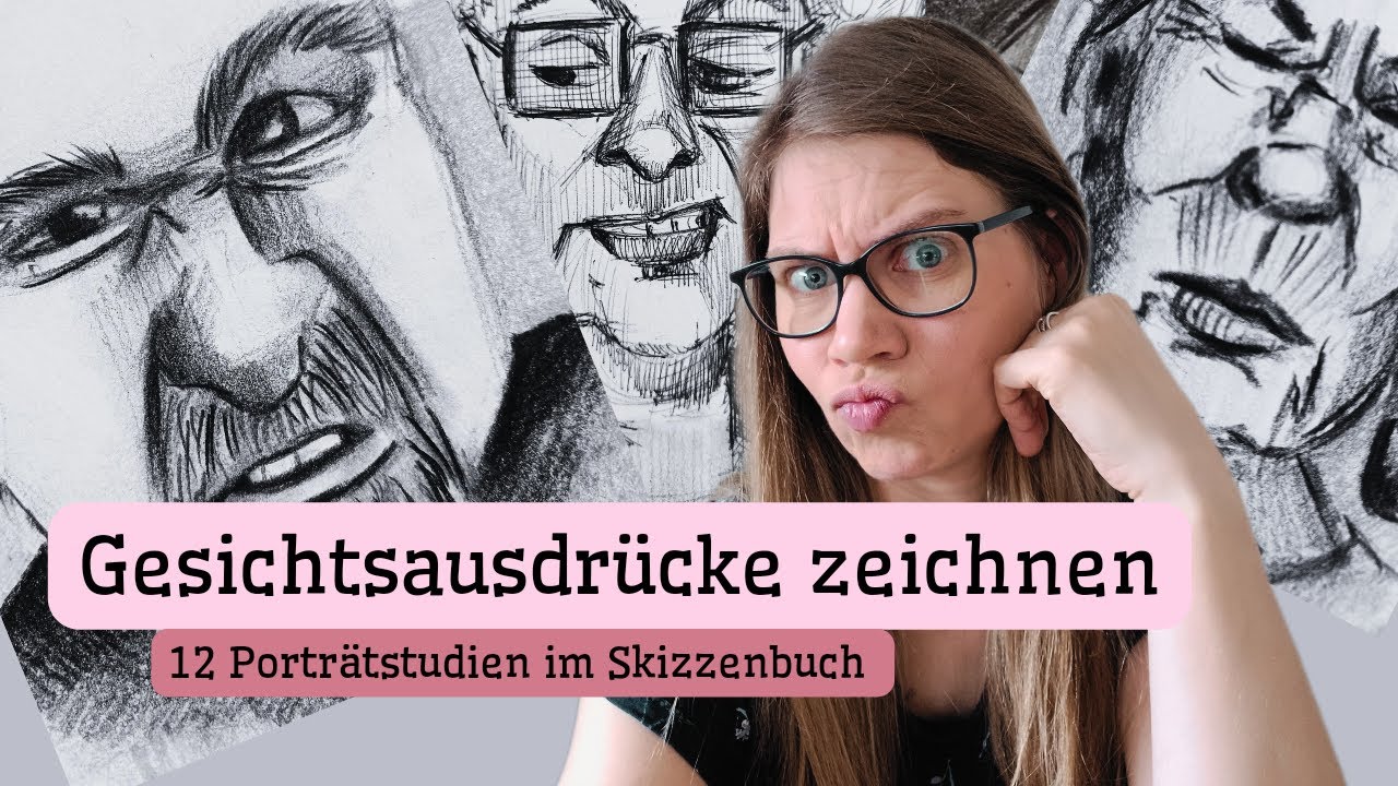 Gesichter zeichnen - 12 Mini-Porträtskizzen im Skizzenbuch - Zeichnen mit Kuli und Bleistift