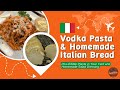 Vodka pasta and homemade italian bread  edible plants and homemade dressing 1208