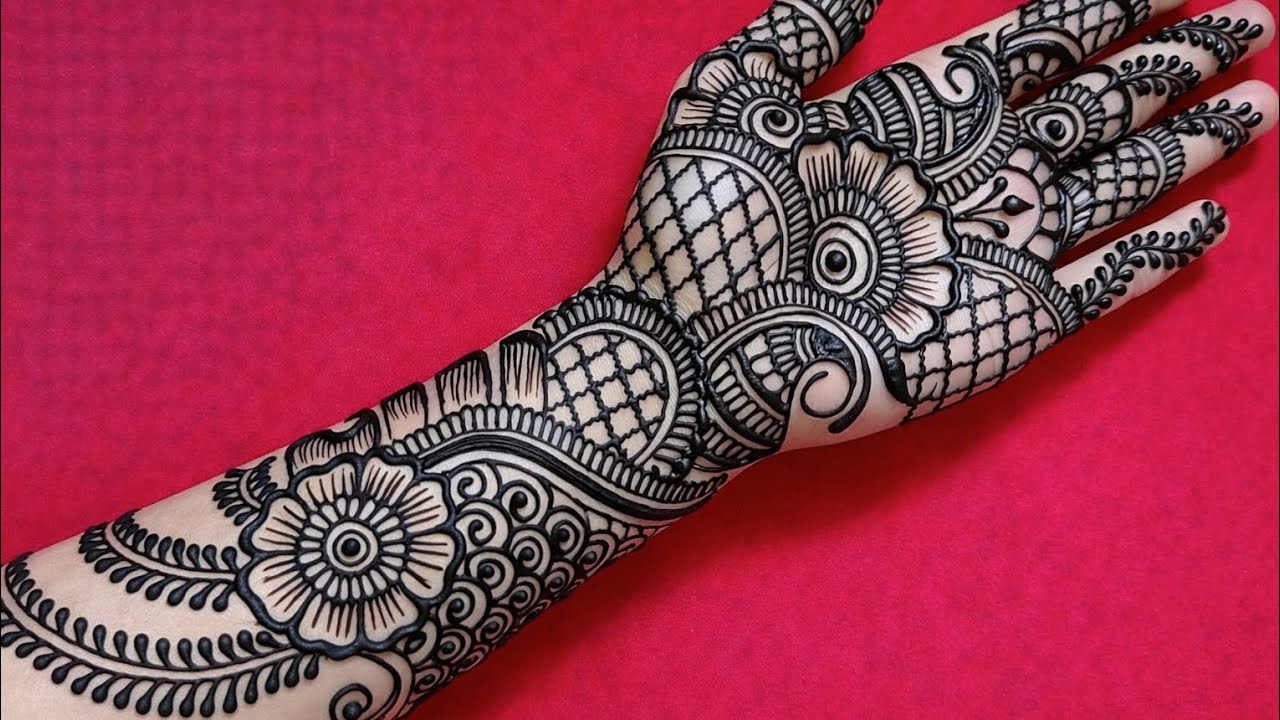 Новый красивый стильный дизайн мехенди для передней части руки | Дизайн мехенди с эффектом затене...