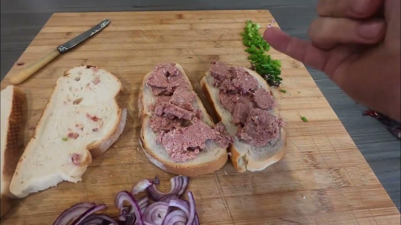 "Crispy Air Fryer Toastie Air Fried Corned Beef, Red Onion, and Garlic