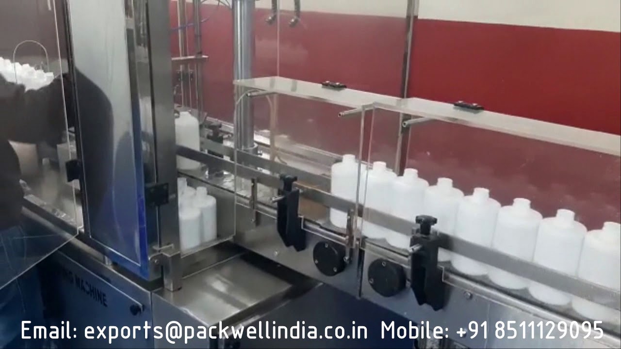 Automatic hand wash liquid filling machine, Six head filling machine, sanitizer liquid filling