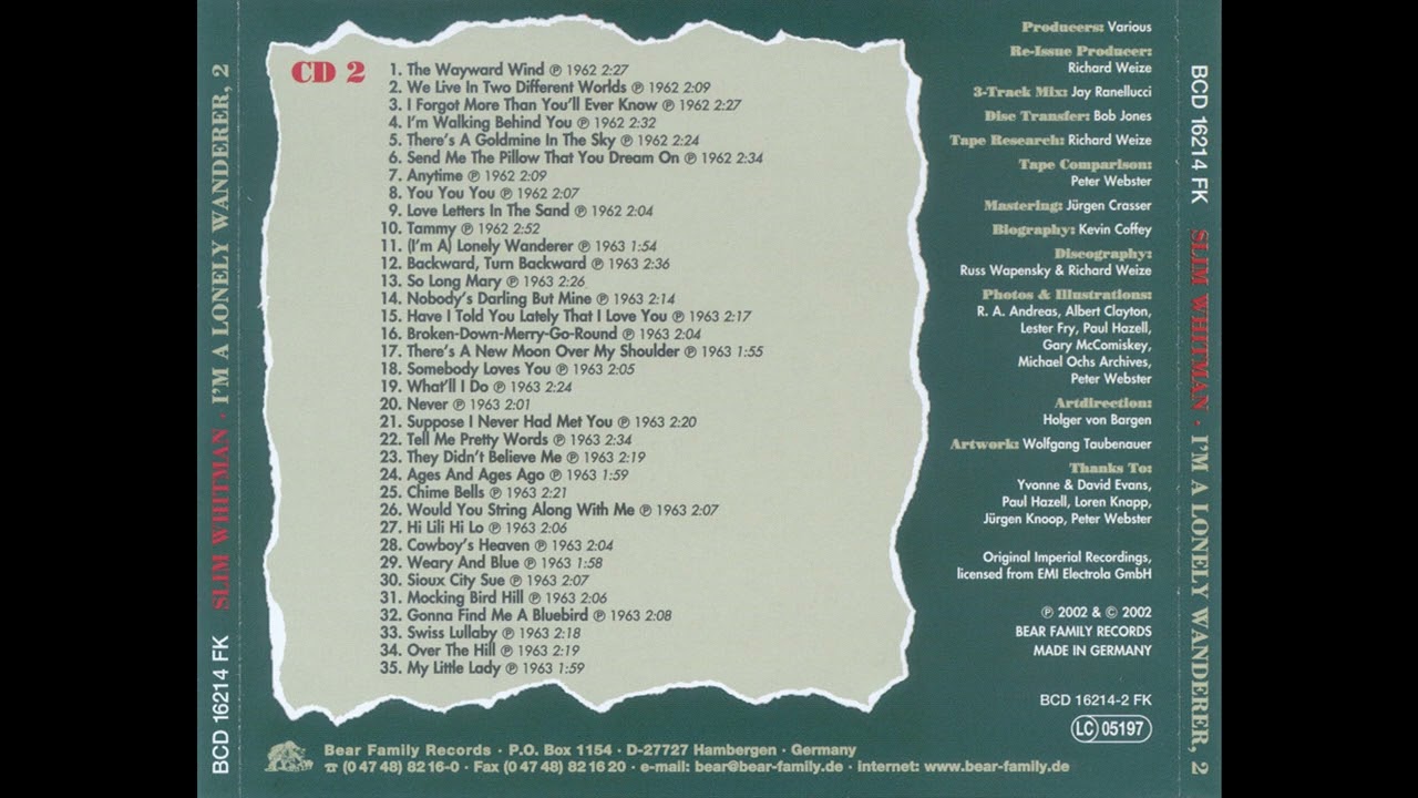 Slim Whitman - I'm A Lonely Wanderer 1961-1967 CD2 - YouTube