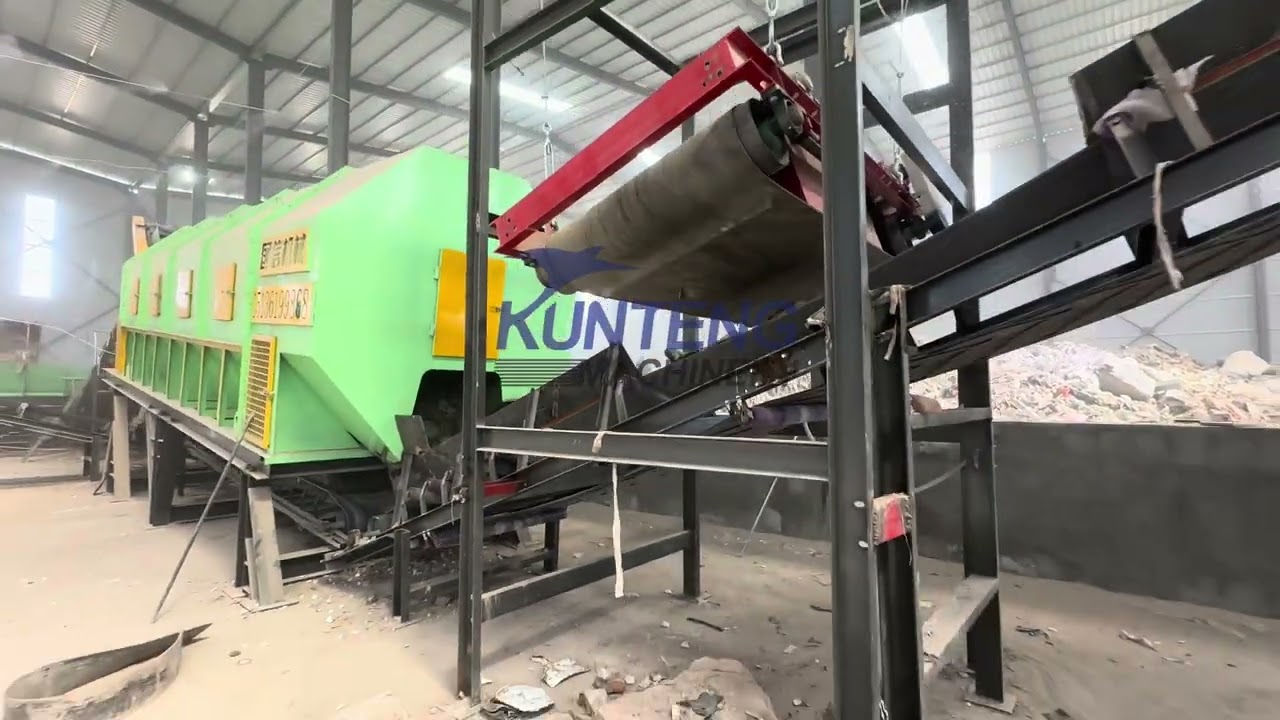 Garbage sorting, crushing and packaging production line