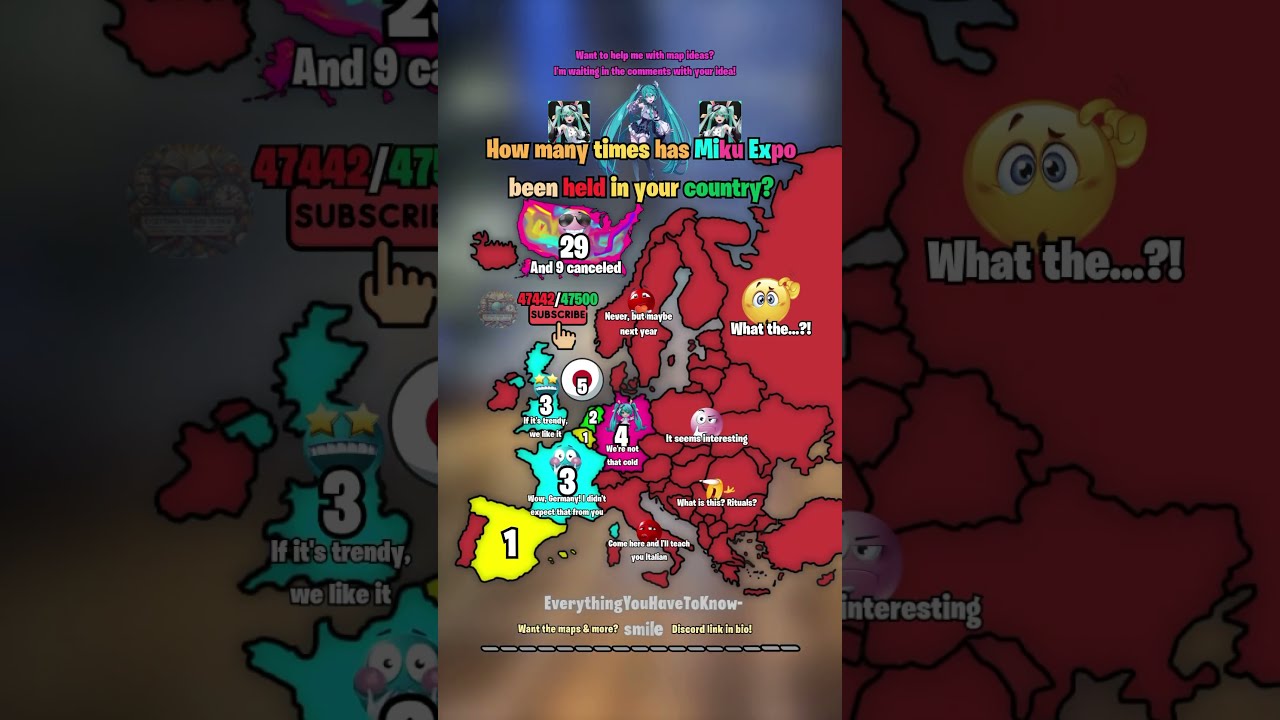 How Many Times Has Miku Expo Been Held In Your Country Shorts Map Europe Geography