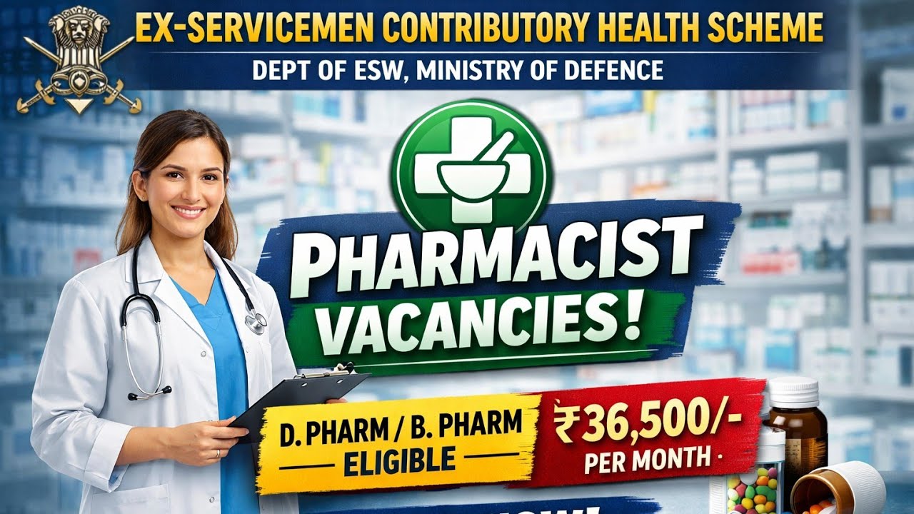 Govt Pharmacist Job 🔥 ECHS Recruitment | ₹36,500 Salary | D.Pharm / B.Pharm