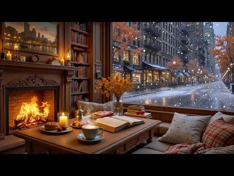 Quiet Winter Café Ambience Soft Jazz Piano Fireplace Sounds For Work Relax 