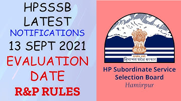 HPSSSB Latest Notification 13 Sept 2021 Just updated now | Evaluation & R&P Rules @SuccessEducator