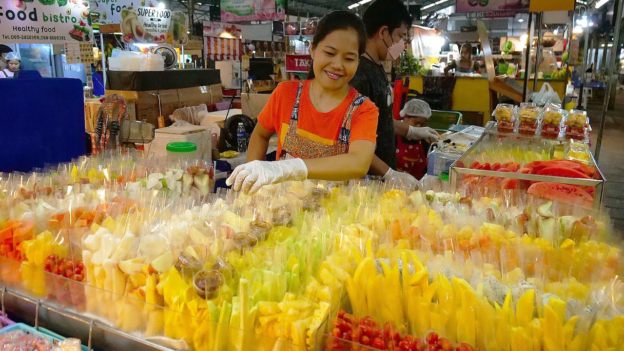 Fruits Heaven! Early Morning Fresh Fruit Cutting Skills Master - Thai Street Food