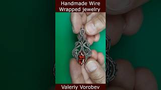 Handmade Wire Wrapped Pendant in German Silver (Neusilber) and Cubic Zirconia. Valeriy Vorobev.