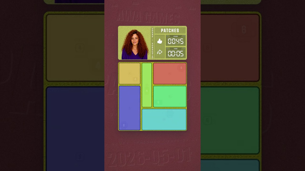 LinkedIn Patches #45 solved board for May 1, 2026, 6x6 grid