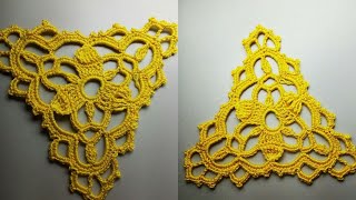 картинка: CROCHET Triangular motif №5Triangle in the style of reticello  Треугольный мотив №5  крючком