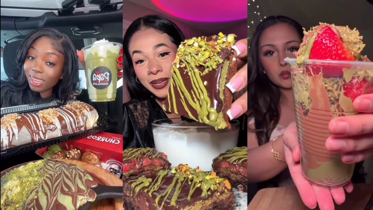 Satisfying Dessert Mukbang 🍫 Dubai Chocolate, Cheesecake & Sweet Treats...