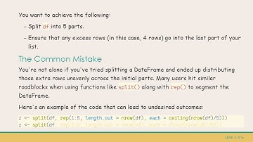 How to Split a Dataframe into 5 Parts and Handle Extra Rows Effectively