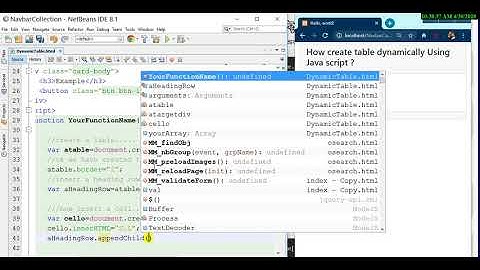 Dynamic Table using JavaScript