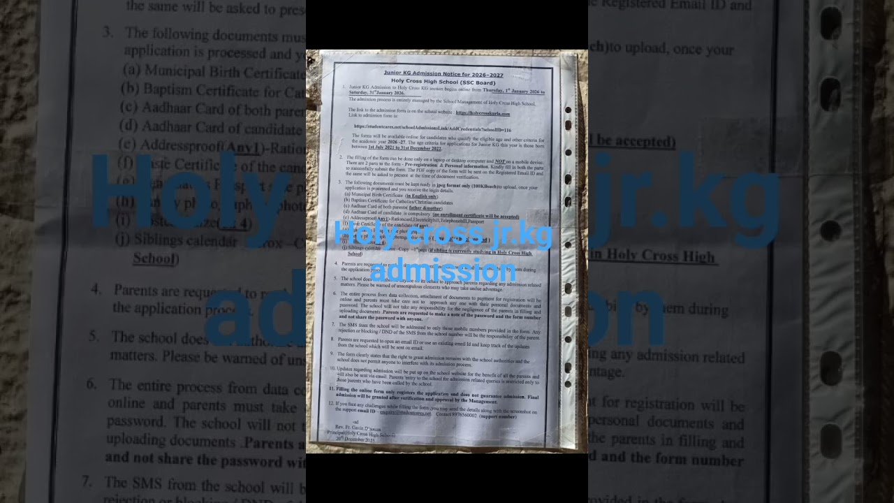 holy cross jr.kg admission open.