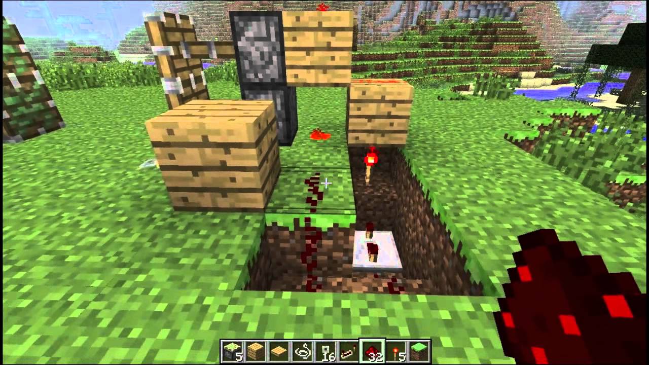 Minecraft Tutorial How to build a tripwire 2x2 door