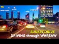 Warsaw I DRIVING through WARSAW Downtown I SUMMER DRIVE I SUNSET I Warszawa I 4K I 60 fps