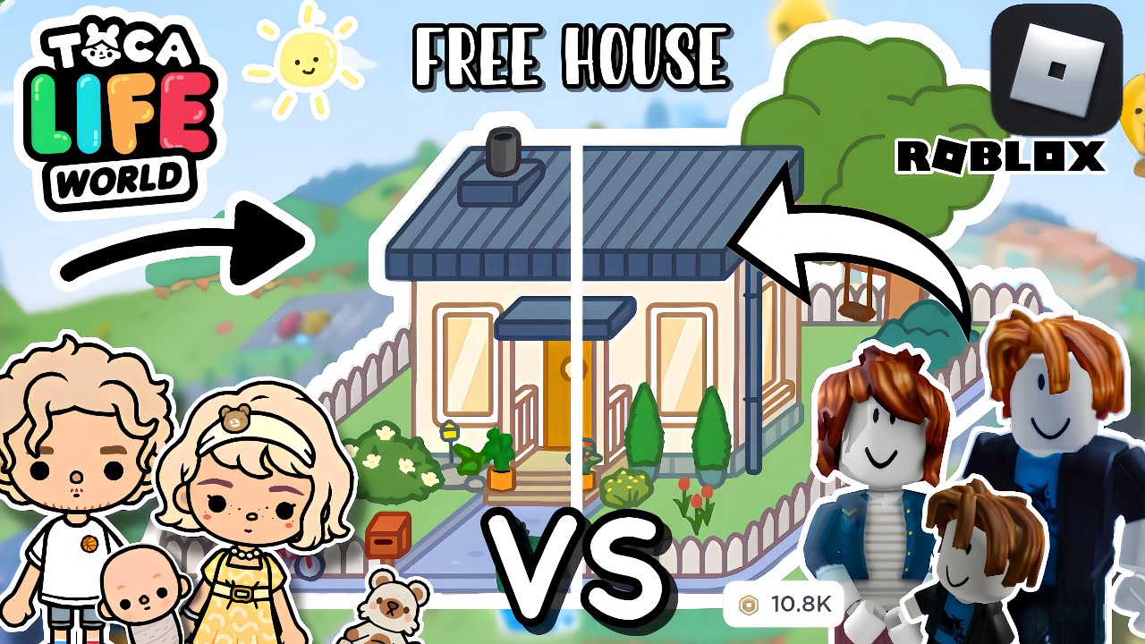 Family TOCA BOCA VS Family ROBLOX in FREE HOUSE Idea☁️✨Pazu | Design House Ideas TocaLifeWorld