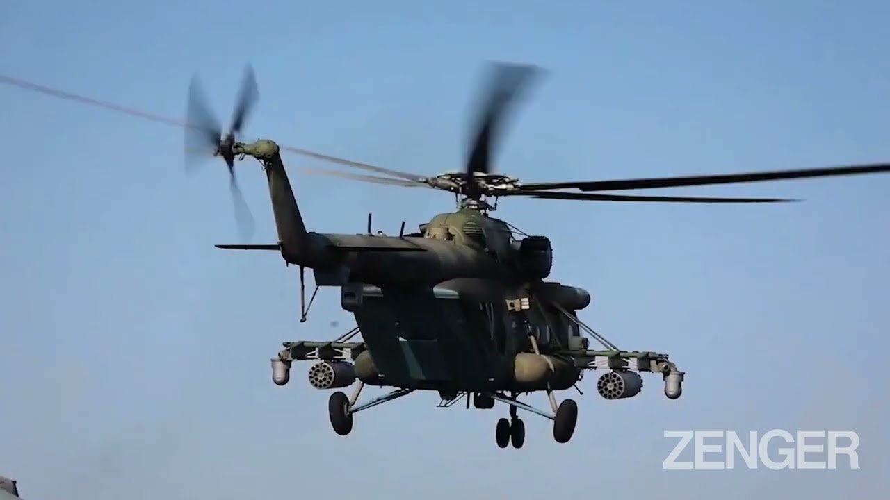 Russian Gunners Spray Field With Bullets From Killer Copterss