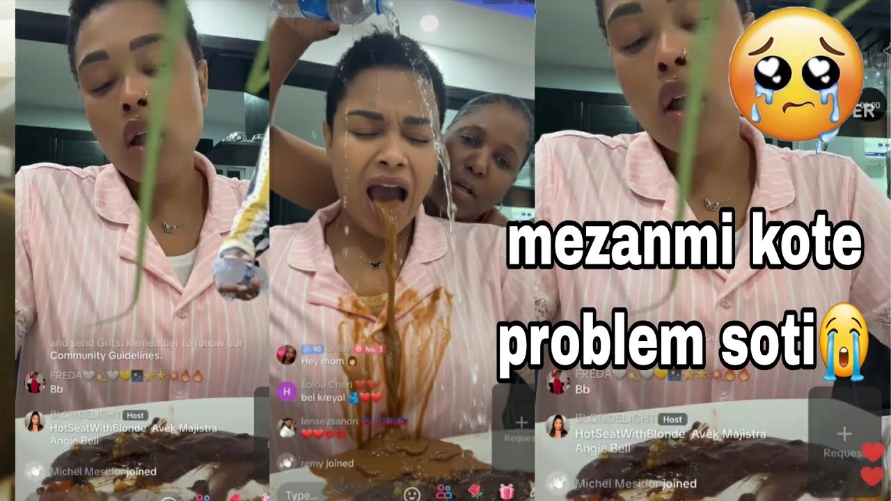 Blondedy ap vomi pandan lap manje sanble Rachelle frape manzè wi oubyen li ansent