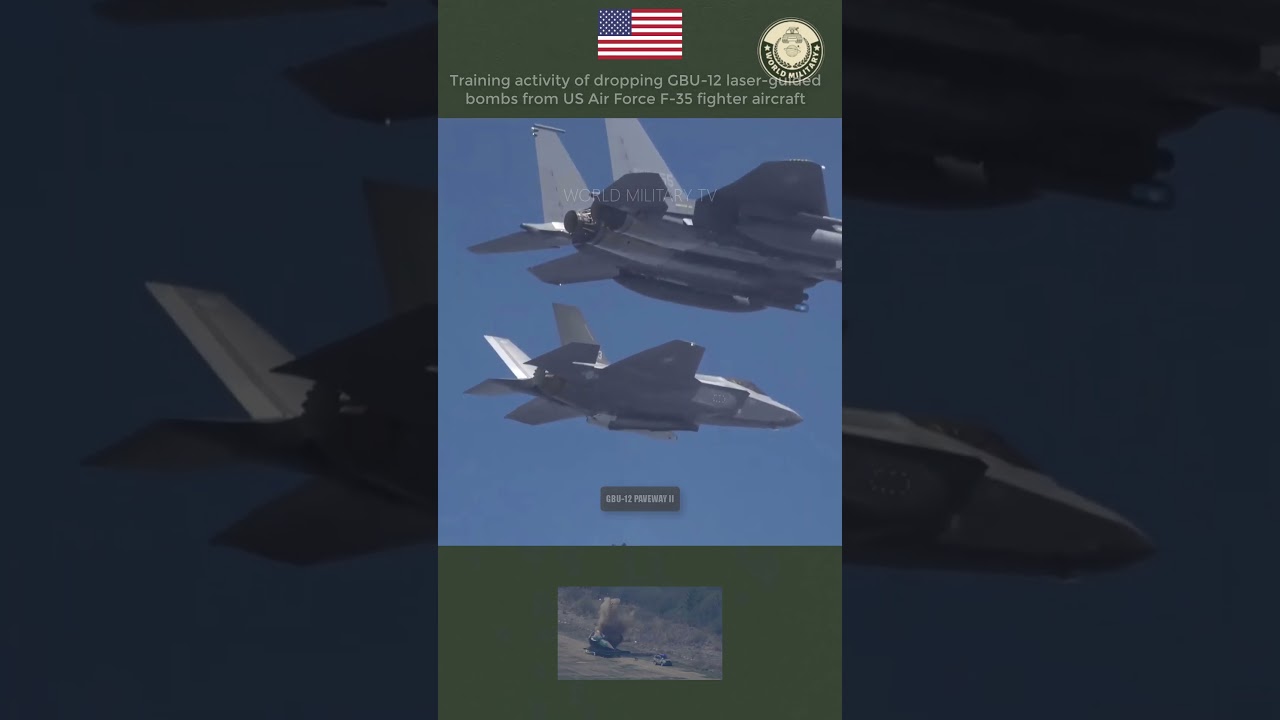 Training activity of dropping GBU-12 laser-guided bombs from US Air Force F-35 fighter aircraft