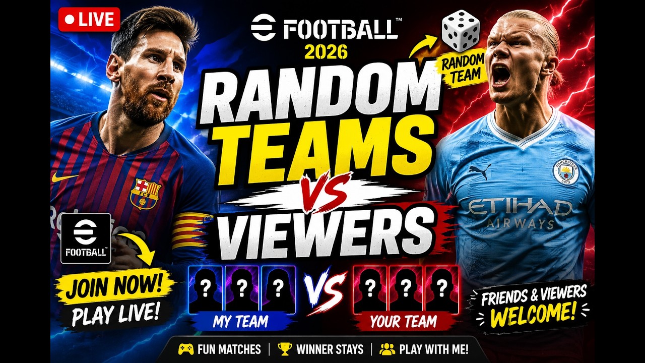 ⚽ Random Team Challenge in eFootball | Playing With Viewers LIVE