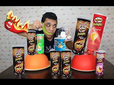 تحدي الاكل الحقيقي ضد شيبس برينجلز شربت خل و شطة