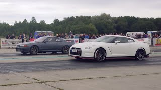 Nissan GT-R R35 vs Nissan Skyline GT-R R32 RB30DET 1/4 mile drag race