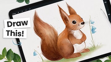 How To Draw A Cute Watercolor Squirrel 🐿️ Easy and fun!