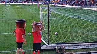 Luton towns mascot attemps to wind up Bolton fans