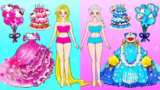 Cumpleaños De Barbie Rosa Y Azul Doraemon VS Hello Kitty Makeover Contest Manualidades De Papel DIY