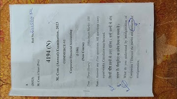 Mcom 1st year Question Paper 2023 | Corporate Financial Accounting | CCS University Meerut