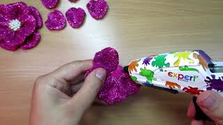 Самый быстрый цветок из глиттерного фоамирана МК Канзаши  с Алёной/Fast flower from glitter foamiran