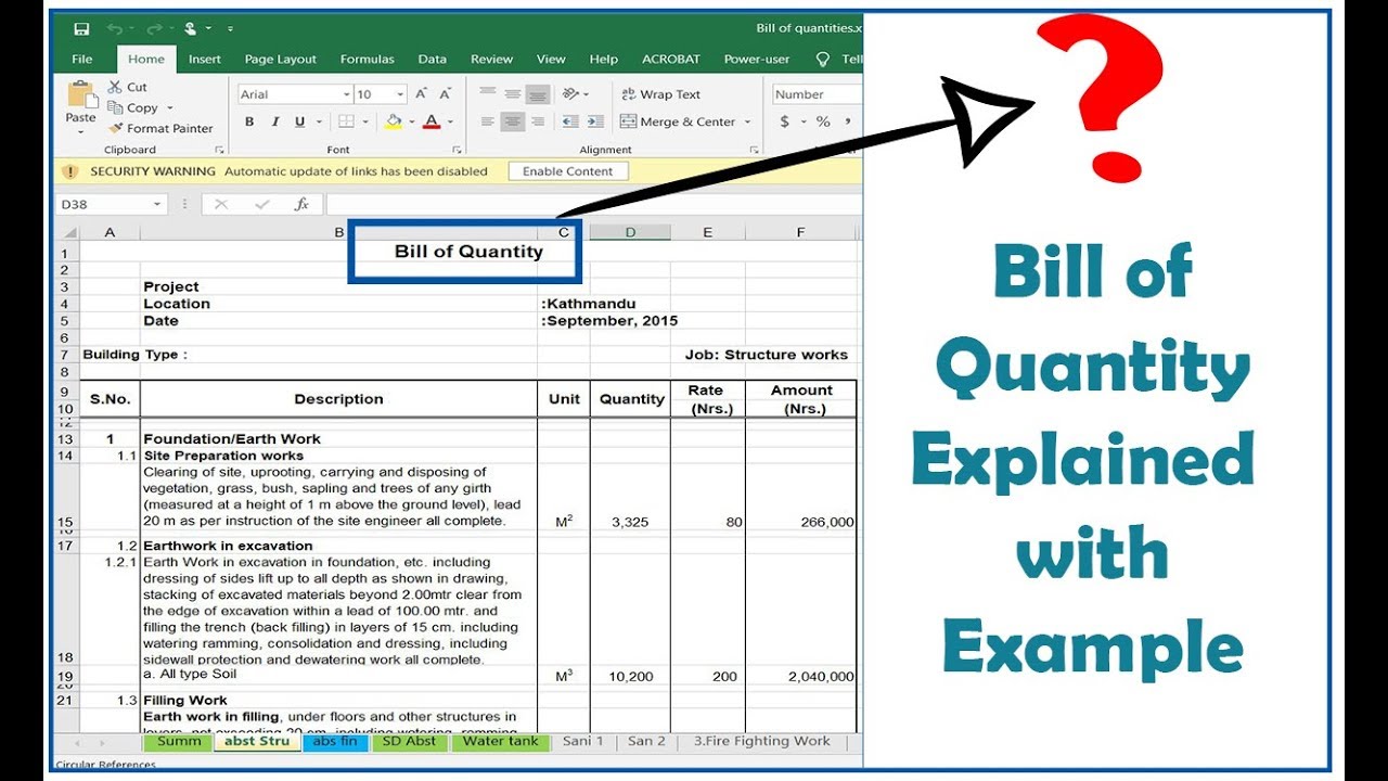 What Is Bill Of Quantity Boq Explained In Detail With Example Youtube