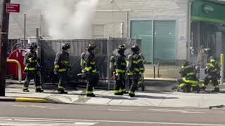 Dumpster Fire. Utopia Pkwy and 19 Ave. Whitestone Queens. 3/20/23