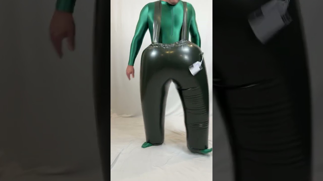 Testing a pair of our inflatable pvc pants we made out of 2 pairs of PVC-U-Like pants